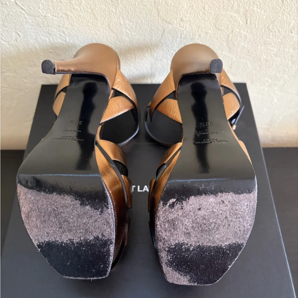 YSL Bronze Tribute Sandals - Picture 9 of 11